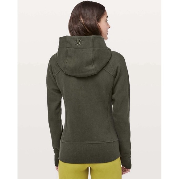 Lululemon Women's 10 Scuba Hoodie Light Cotton Fleece in Dark Olive Green - Picture 2 of 13